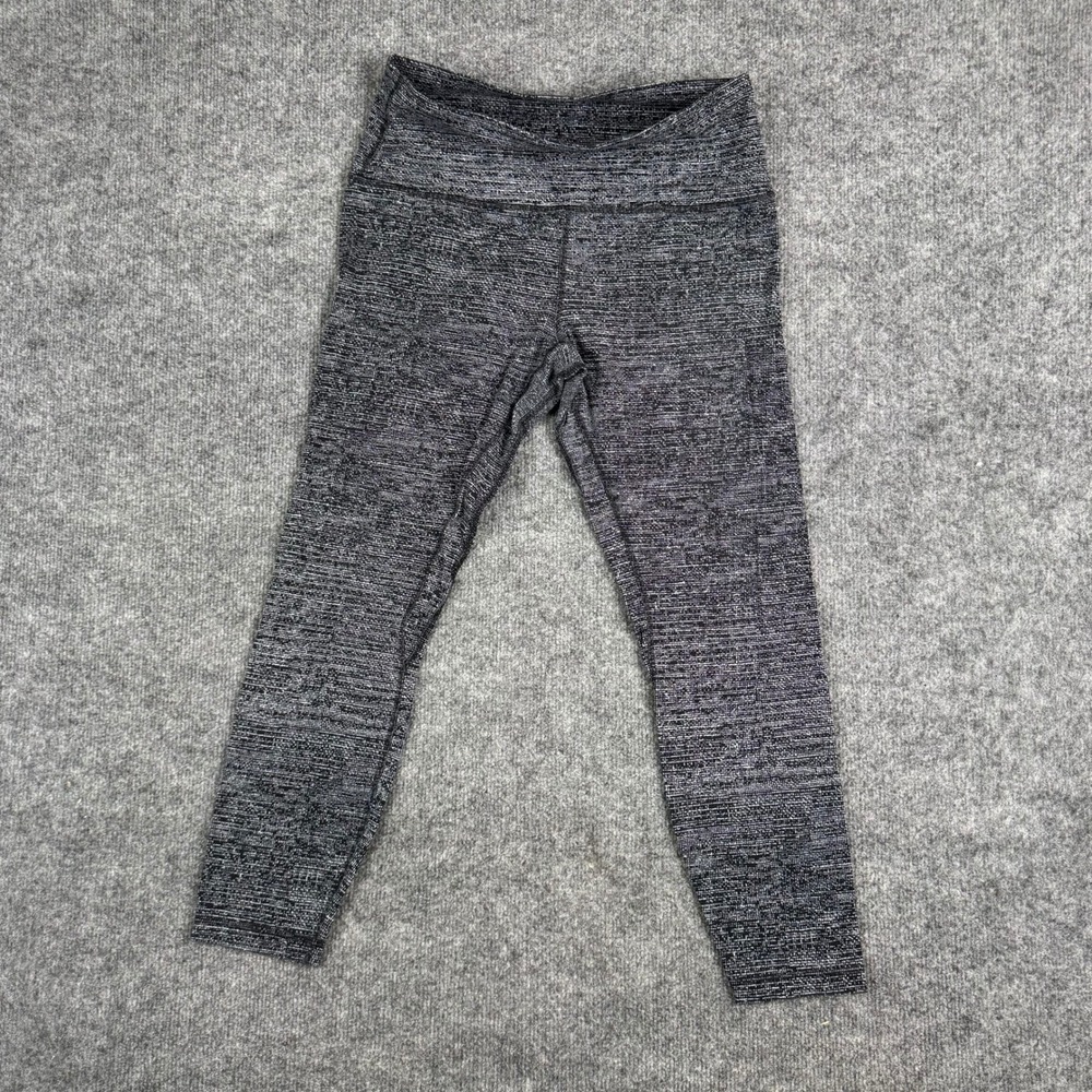 Lululemon Leggings Womens Size 10 Black White Space Dye Wunder Under Crop Yoga